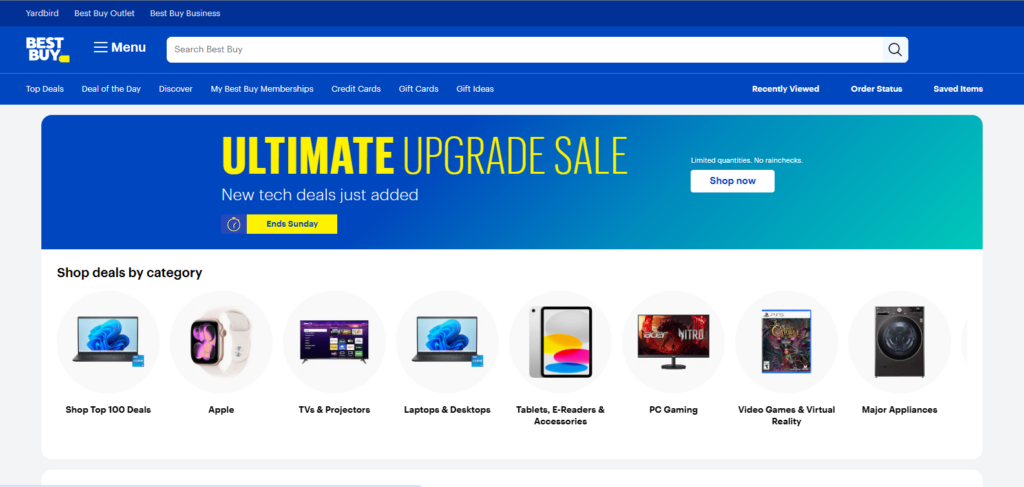 Best Buy home page screenshot