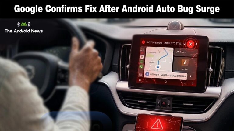 Android Auto dashboard with a connection error warning icon
