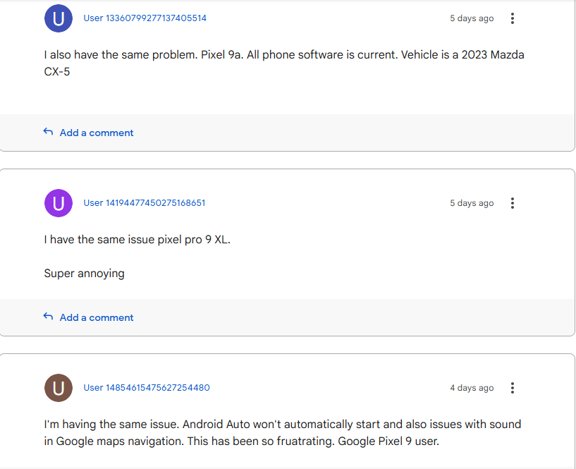 Android Auto User Complaints on Google's Forum