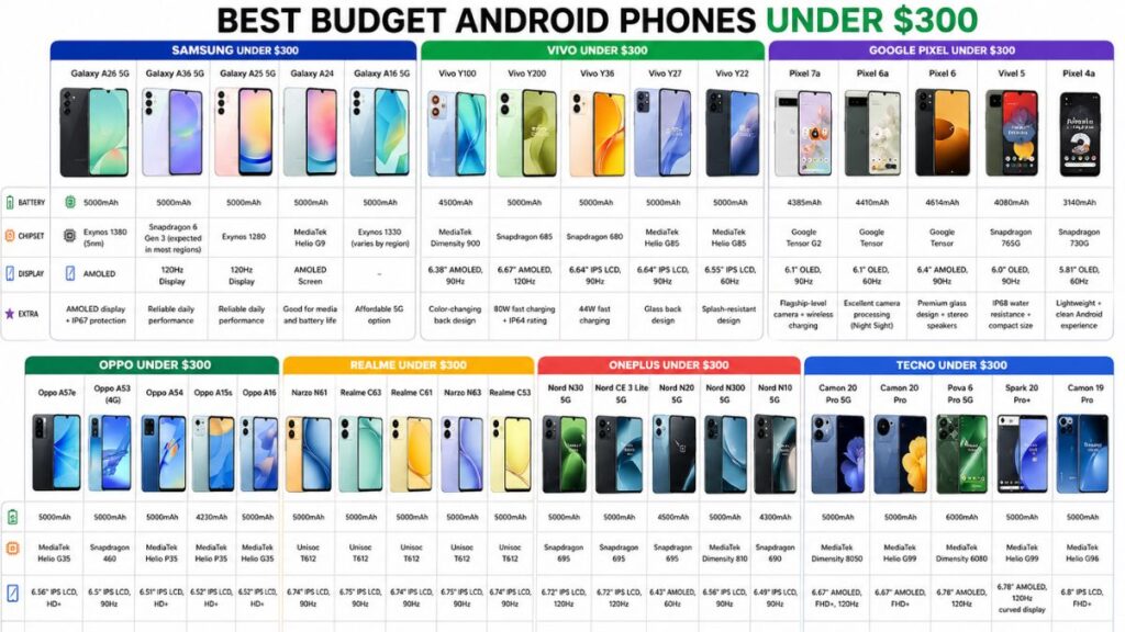 Best Budget Android Phones Under $300