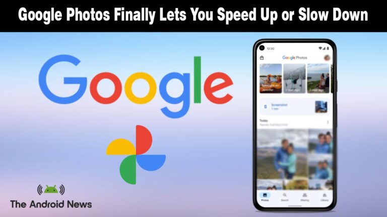 Google Photos video editing interface showing speed control options on an Android smartphone.