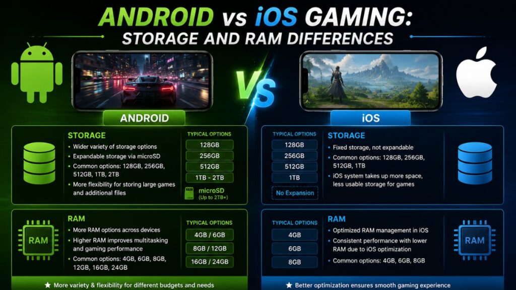 Android vs iOS Gaming Storage and RAM Differences 