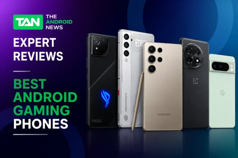Best Android gaming phones in 2026 featuring ASUS ROG Phone 9 Pro, RedMagic 11 Pro, Samsung Galaxy S26 Ultra, OnePlus 15, and Google Pixel 10 Pro.