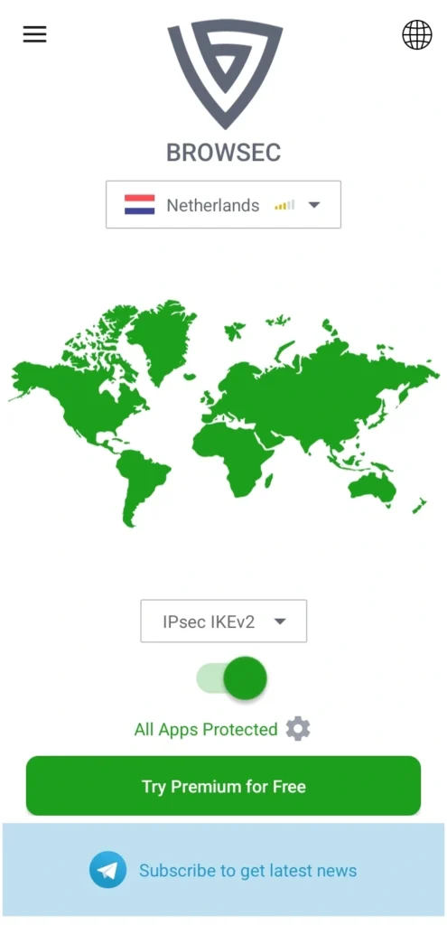Screenshot of Browsec VPN for android