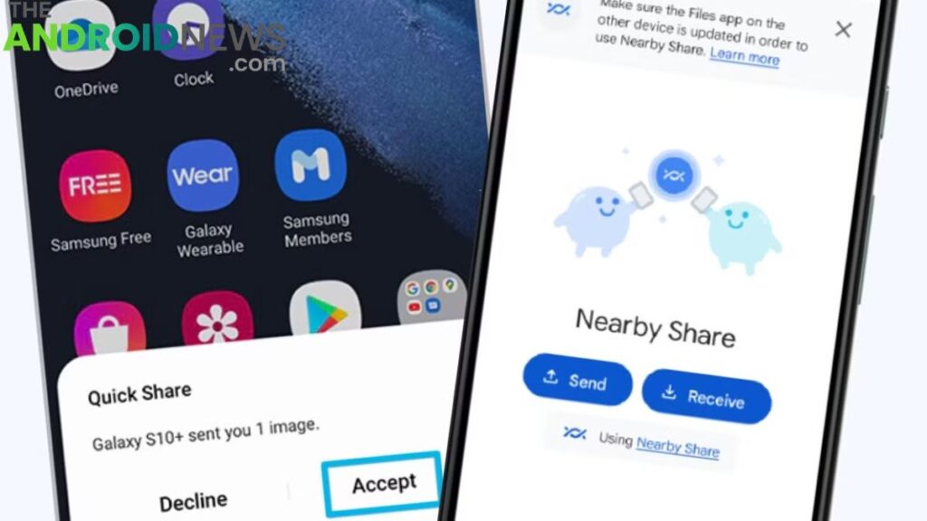 Using Quick Share and Nearby Share