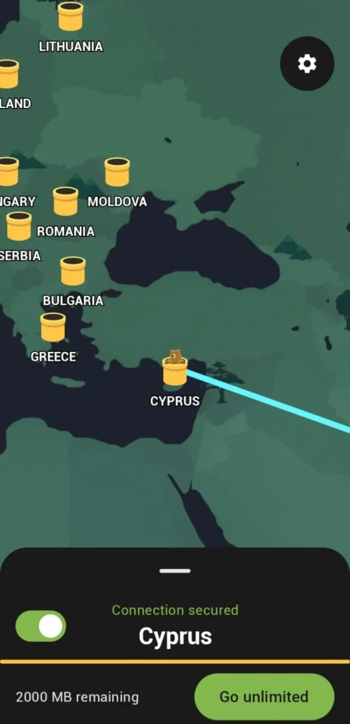 Screenshot of TunnelBear vpn for android