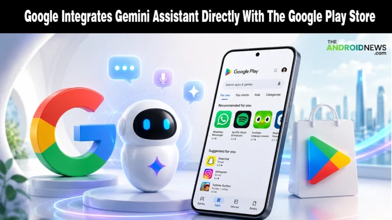 Google Integrates Gemini Assistant Directly With The Google Play Store news banner for TheAndroidNews.com.