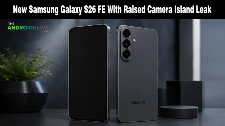 New Samsung Galaxy S26 FE With Raised Camera Island Leak featured banner for TheAndroidNews.com.