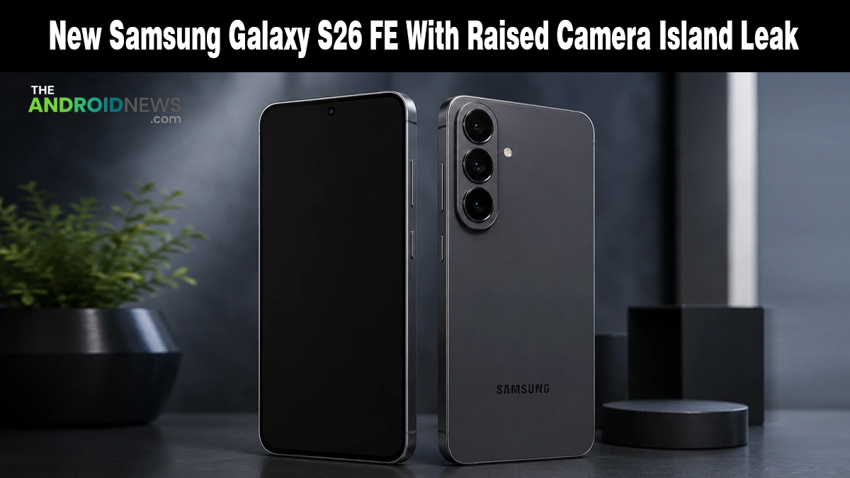 New Samsung Galaxy S26 FE With Raised Camera Island Leak featured banner for TheAndroidNews.com.