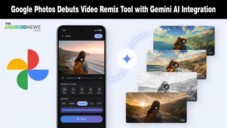 Google Photos Debuts Video Remix Tool with Gemini AI Integration announcement banner for The Android News.