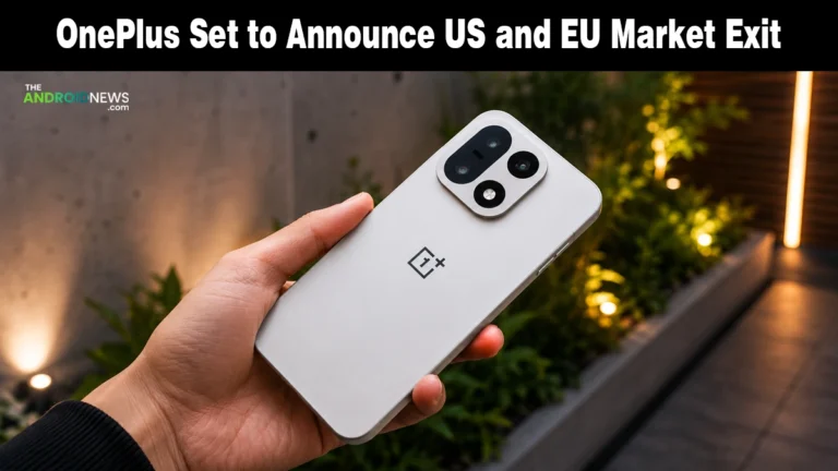 OnePlus smartphone held in hand with The Android News branding.
